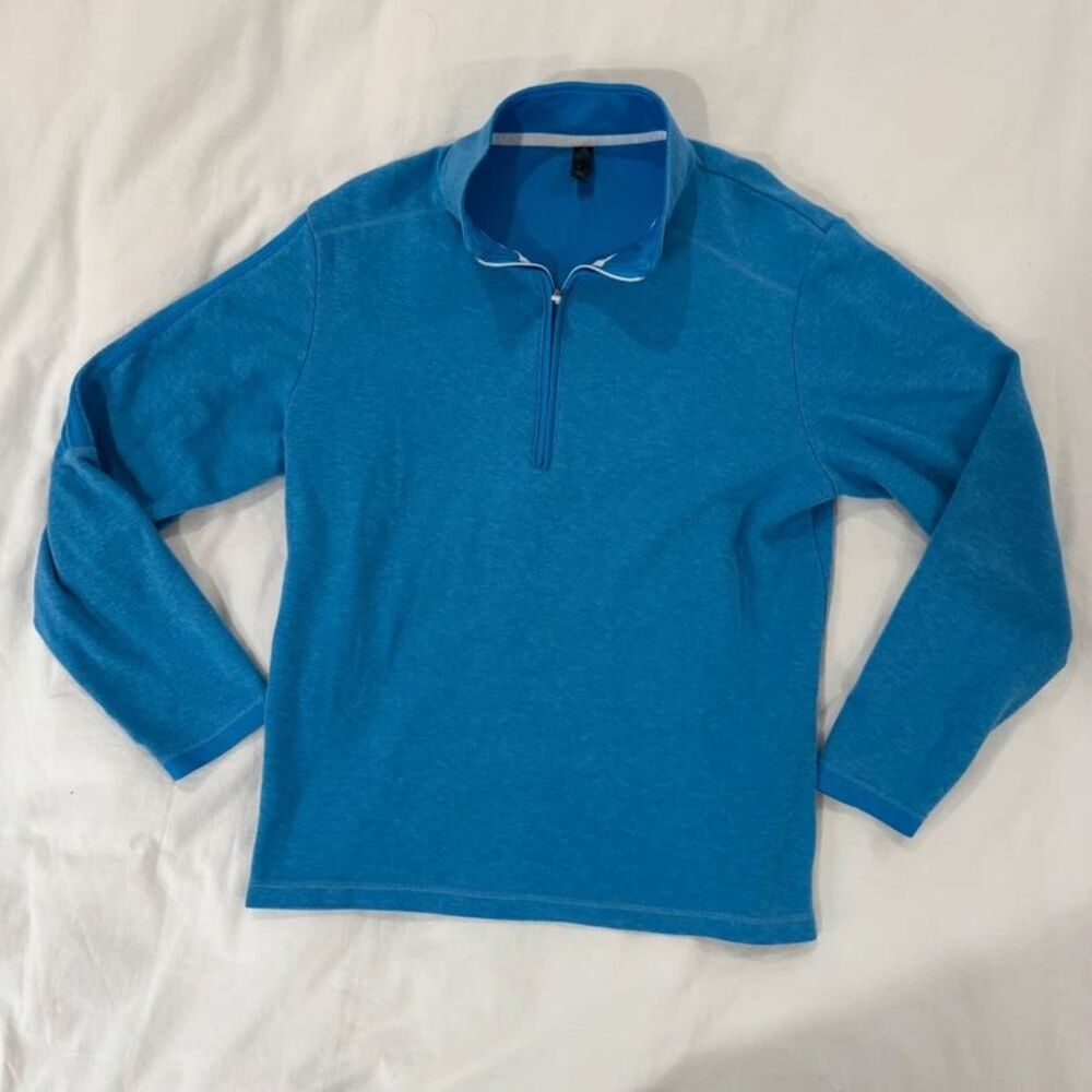 Adidas Primegreen Blue Quarter Zip Athletic Pullover Mens S